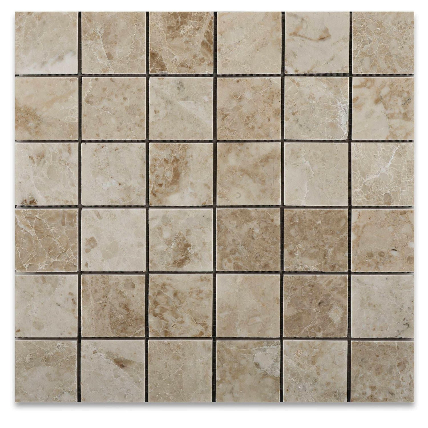 2 X 2 Cappuccino Marble Polished Mosaic Tile-Marble Mosaic-American Tile Depot