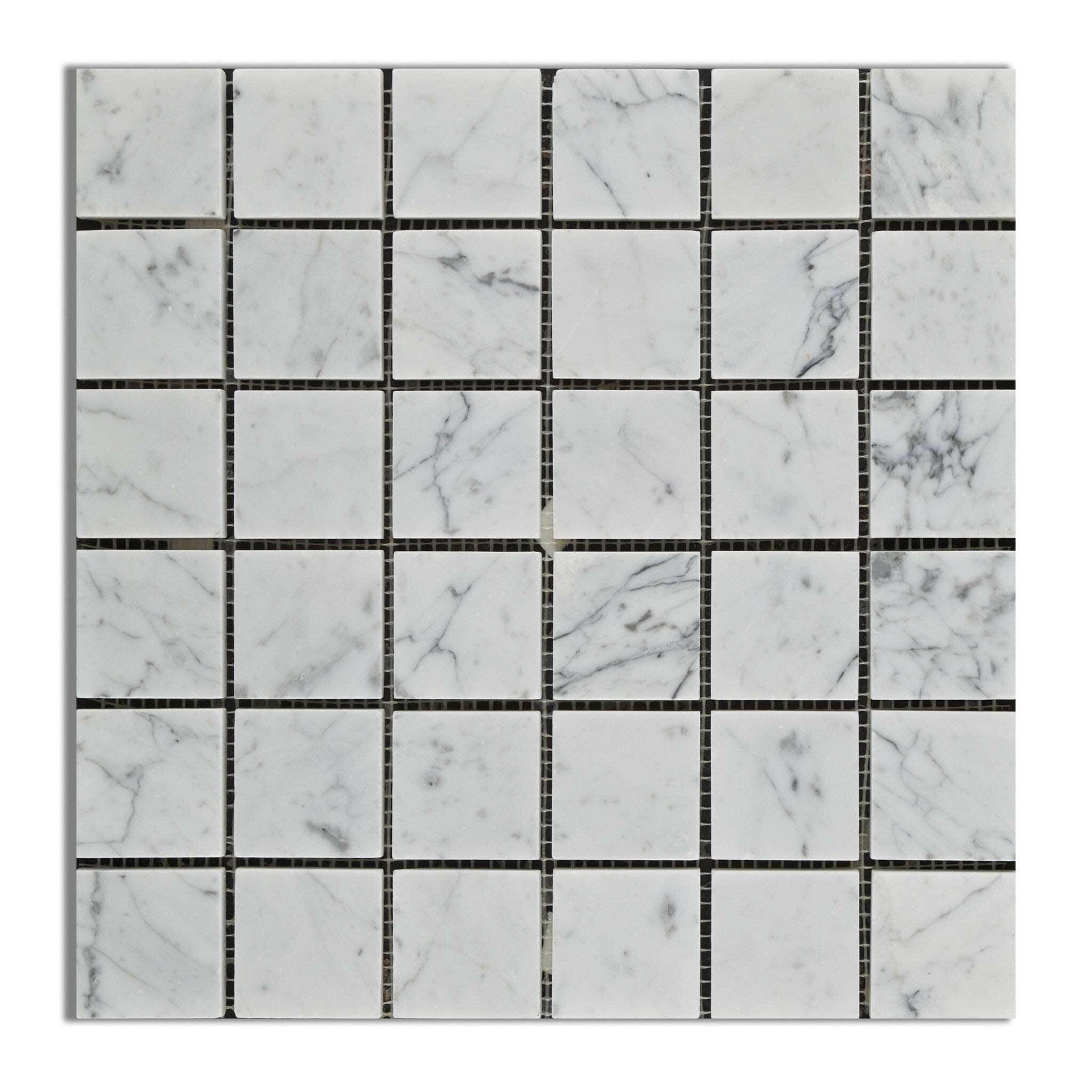 2 X 2 Carrara White Marble Honed Mosaic Tile-Marble Mosaic-American Tile Depot