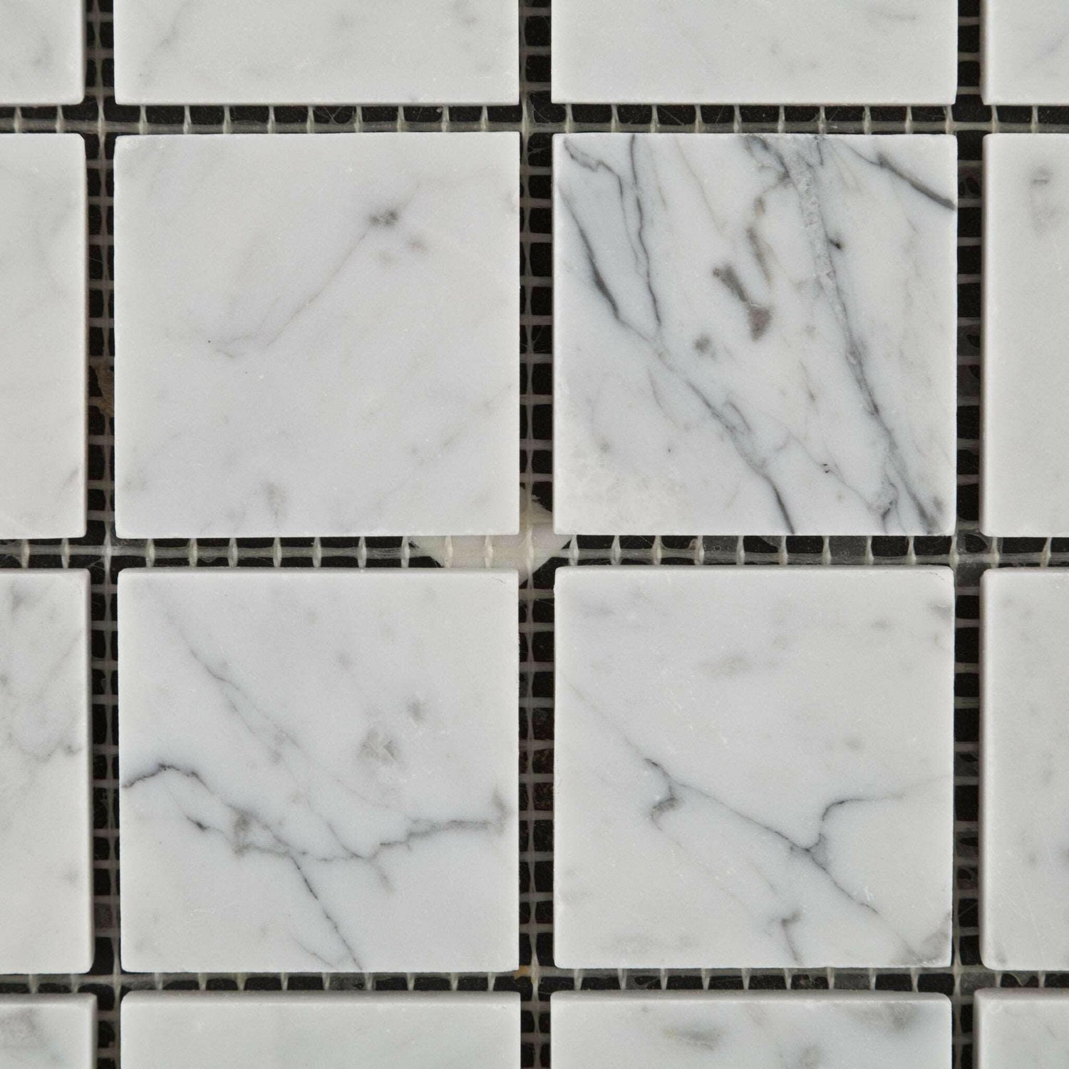 2 X 2 Carrara White Marble Polished Mosaic Tile-Marble Mosaic-American Tile Depot