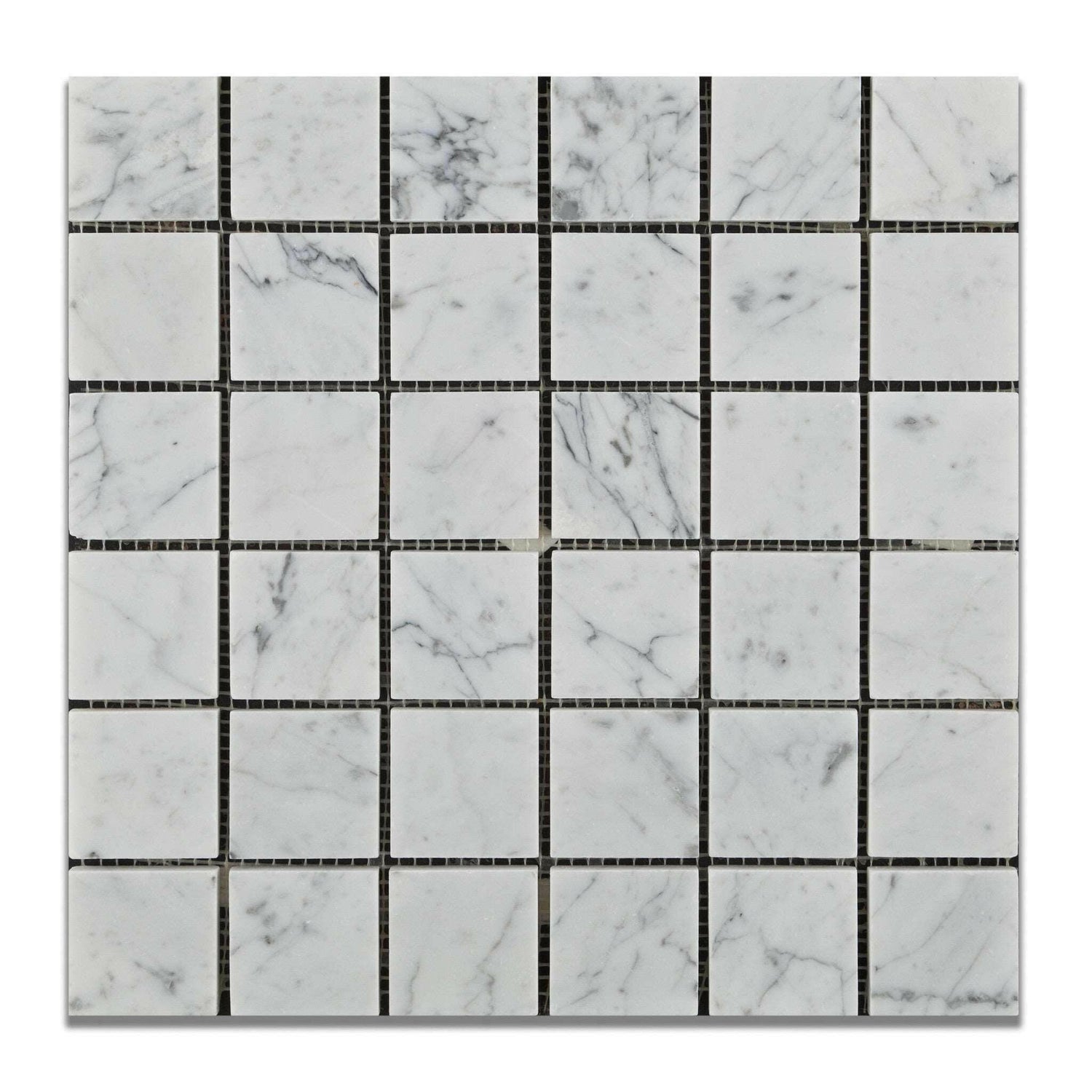 2 X 2 Carrara White Marble Polished Mosaic Tile-Marble Mosaic-American Tile Depot