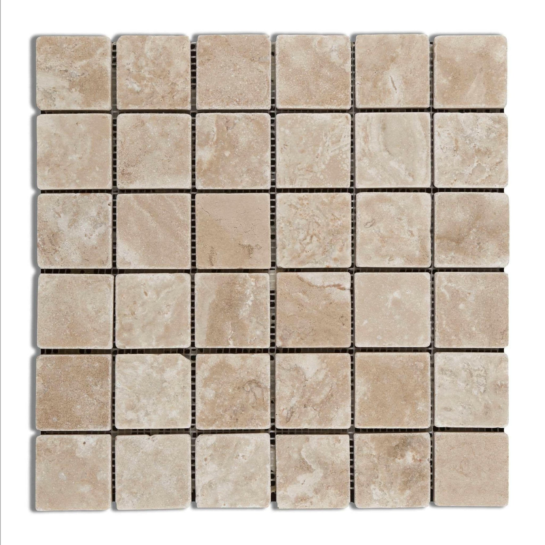 2 X 2 Durango Cream Travertine Tumbled Mosaic Tile-Travertine Mosaic-American Tile Depot