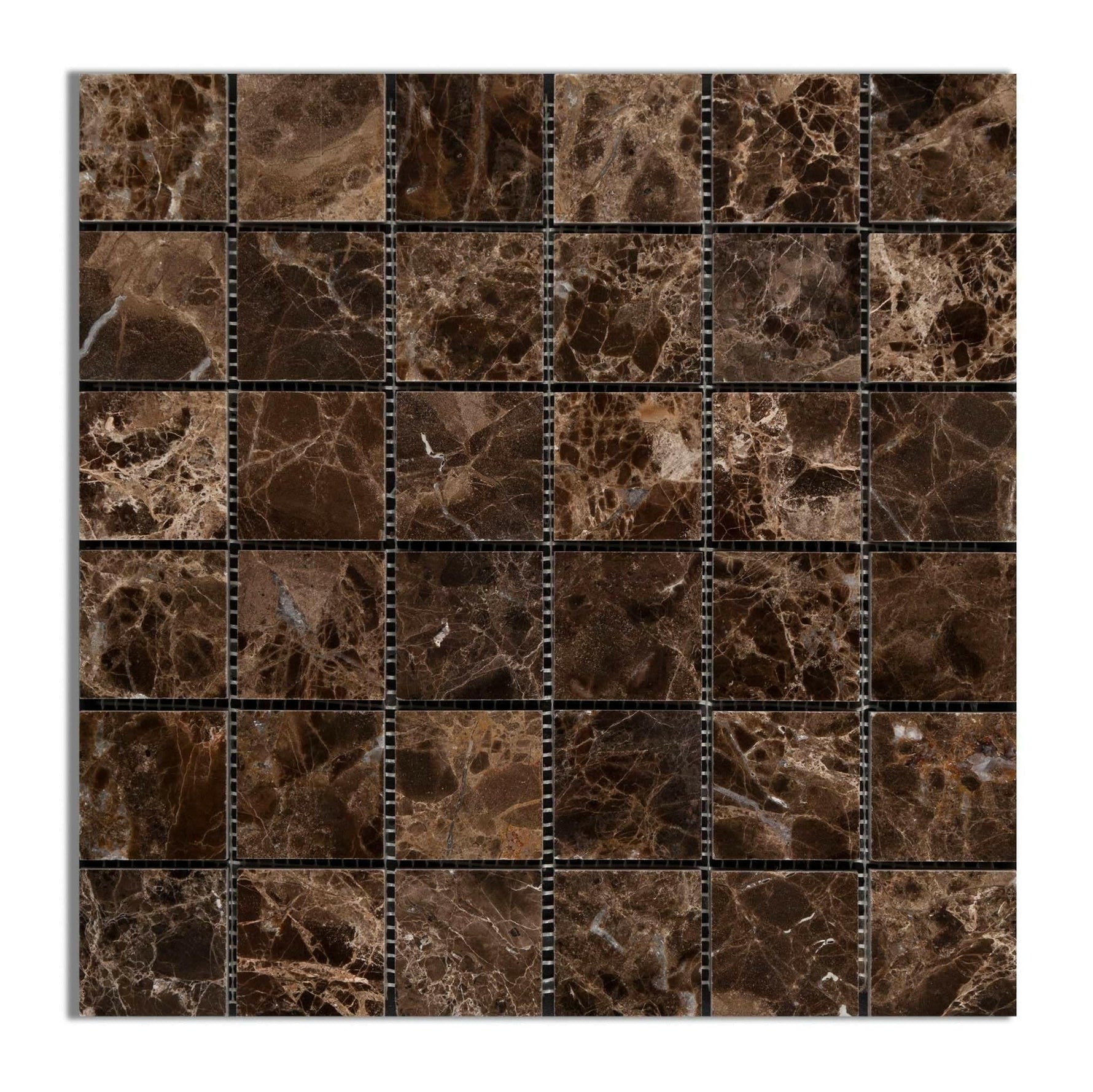 2 X 2 Emperador Dark Marble Polished Mosaic Tile-Marble Mosaic-American Tile Depot