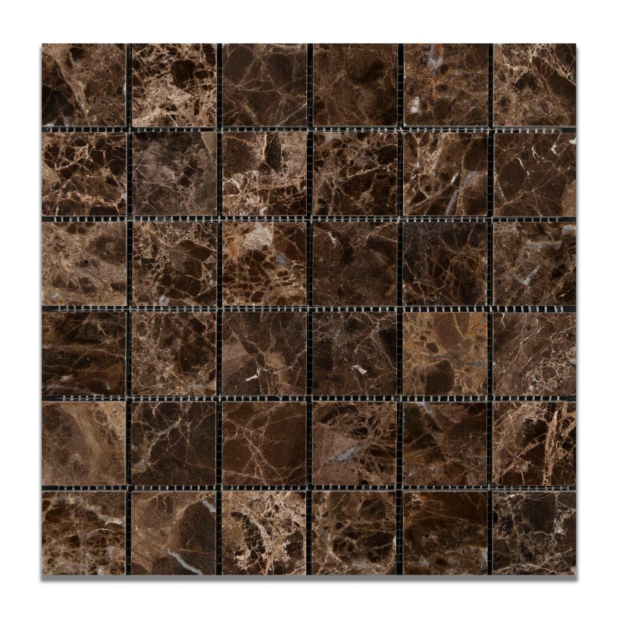 2 X 2 Emperador Dark Marble Polished Mosaic Tile