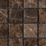 2 X 2 Emperador Dark Marble Tumbled Mosaic Tile-Marble Mosaic-American Tile Depot