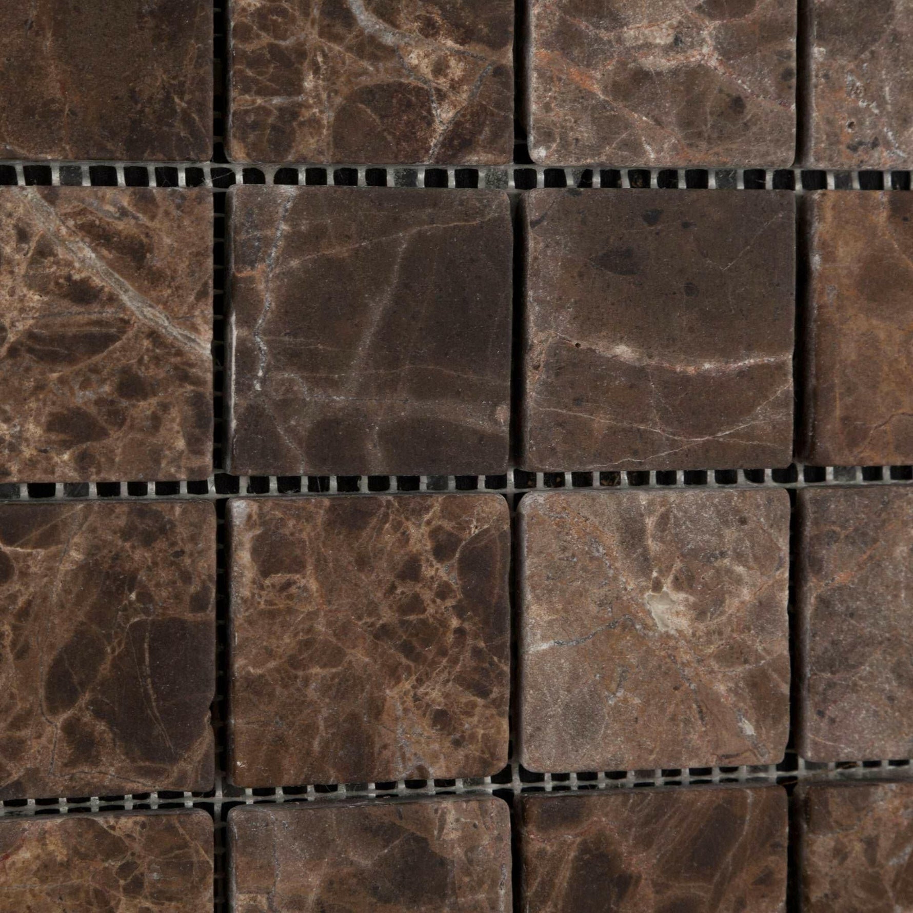 2 X 2 Emperador Dark Marble Tumbled Mosaic Tile-Marble Mosaic-American Tile Depot