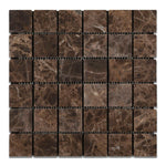 2 X 2 Emperador Dark Marble Tumbled Mosaic Tile-Marble Mosaic-American Tile Depot