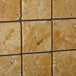 2 X 2 Gold / Yellow Travertine Tumbled Mosaic Tile-Travertine Mosaic-American Tile Depot