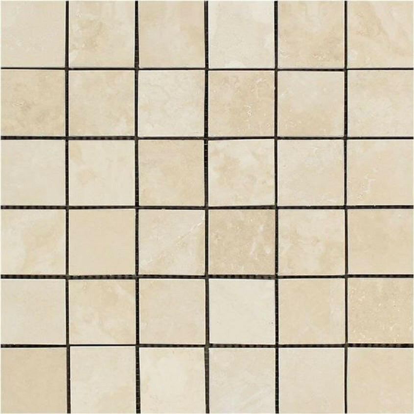 2 X 2 Ivory Travertine Honed Mosaic Tile-Travertine Mosaic-American Tile Depot