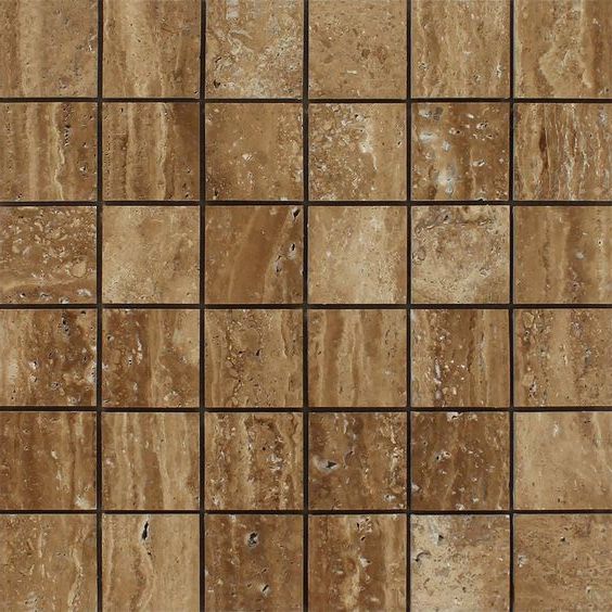 2 X 2 Noce Exotic Travertine (Vein-Cut) Brushed & Unfilled Mosaic Tile-Travertine Mosaic-American Tile Depot