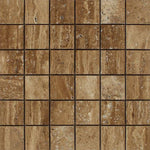 2 X 2 Noce Exotic Travertine (Vein-Cut) Brushed & Unfilled Mosaic Tile-Travertine Mosaic-American Tile Depot