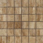 2 X 2 Noce Exotic Travertine (Vein-Cut) Polished & Unfilled Mosaic Tile-Travertine Mosaic-American Tile Depot