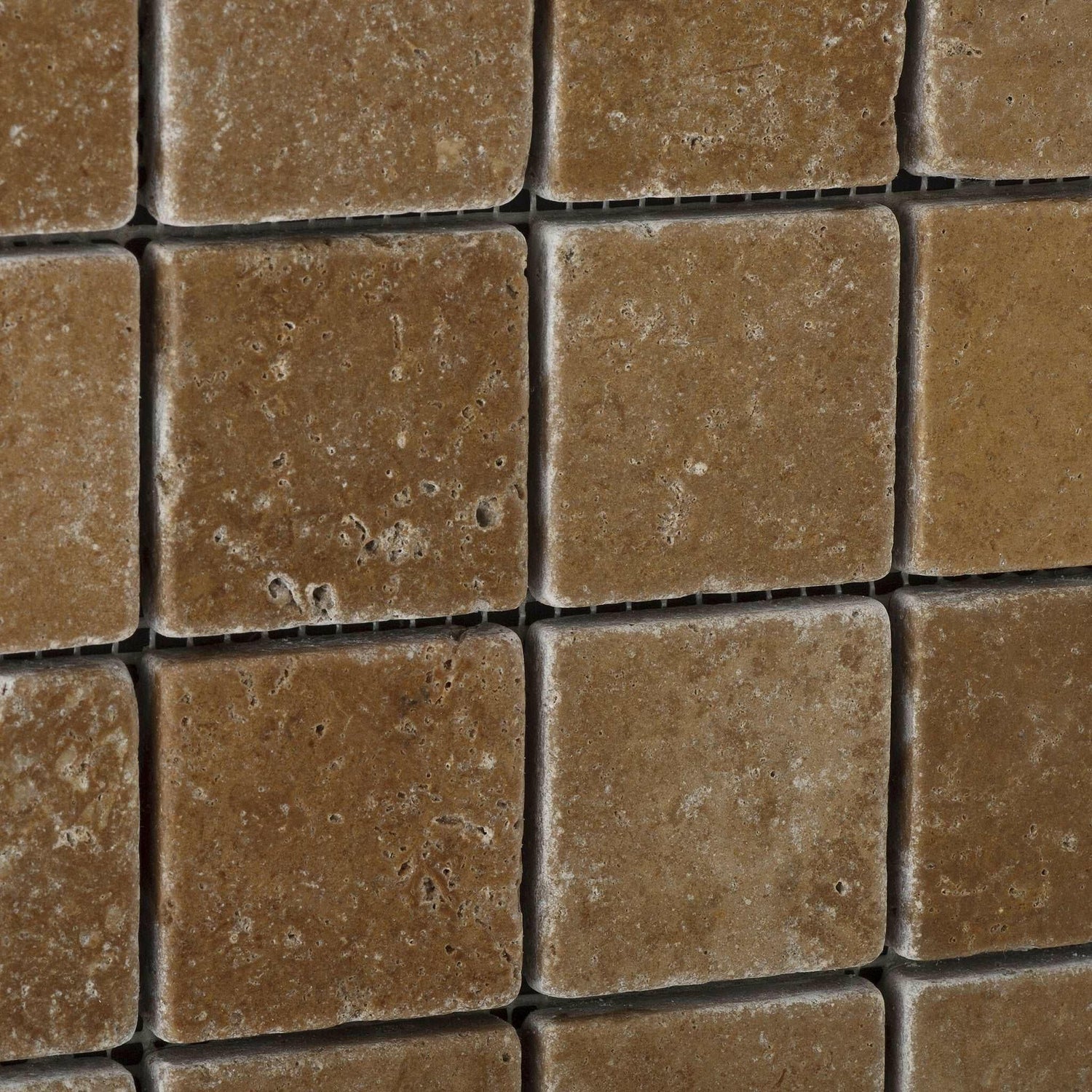 2 X 2 Noce Travertine Tumbled Mosaic Tile-Travertine Mosaic-American Tile Depot