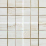 2 X 2 Premium White Onyx VEIN-CUT Polished Mosaic Tile-Marble Mosaic-American Tile Depot