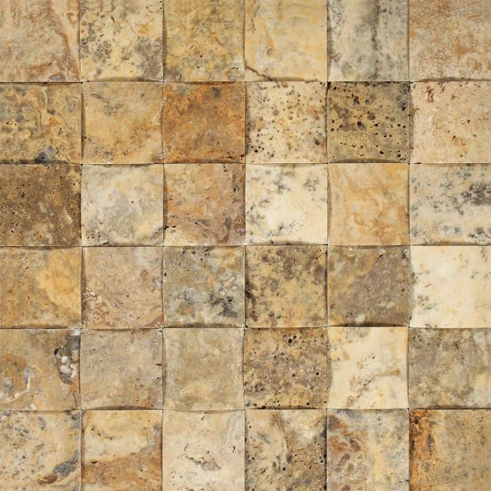 2 X 2 Scabos Travertine Honed CNC Arched 3-D Mosaic Tile-Travertine Mosaic-American Tile Depot