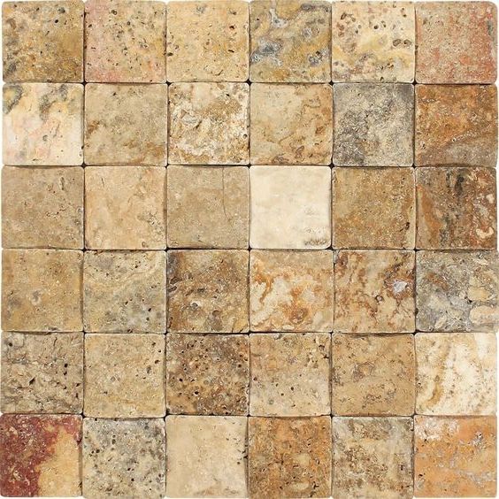 2 X 2 Scabos Travertine Tumbled CNC Arched 3-D Mosaic Tile-Travertine Mosaic-American Tile Depot