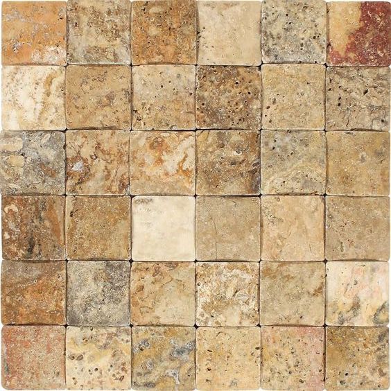 2 X 2 Scabos Travertine Tumbled CNC Arched 3-D Mosaic Tile-Travertine Mosaic-American Tile Depot