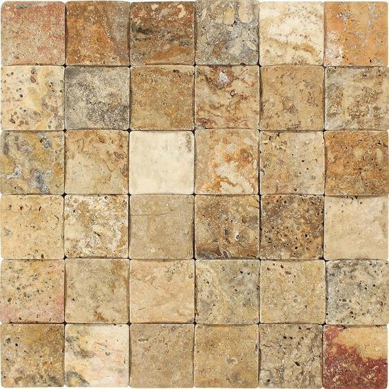 2 X 2 Scabos Travertine Tumbled CNC Arched 3-D Mosaic Tile-Travertine Mosaic-American Tile Depot