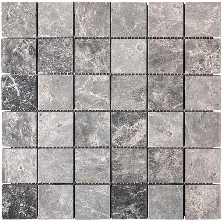 2 X 2 Tundra Gray (Atlantic Gray) Marble Honed Mosaic Tile-Marble Mosaic-American Tile Depot