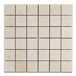 2 X 2 White Pearl / Botticino Marble Polished Mosaic Tile-Marble Mosaic-American Tile Depot