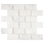 2 X 4 Afyon White Marble Polished Brick Mosaic Tile-Marble Mosaic-American Tile Depot