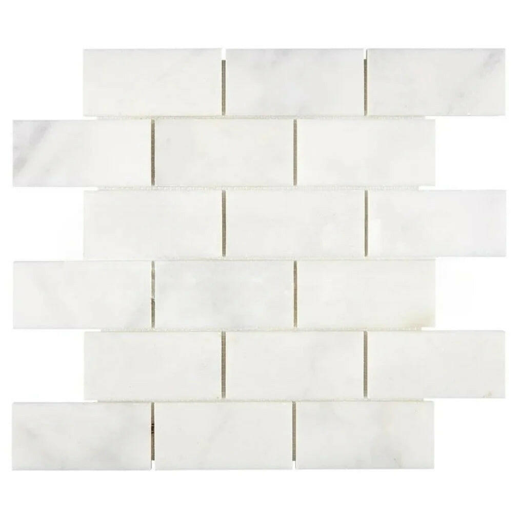 2 X 4 Afyon White Marble Polished Brick Mosaic Tile-Marble Mosaic-American Tile Depot