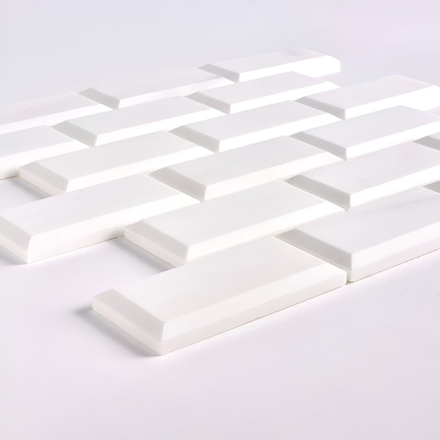 2 X 4 Bianco Dolomite Honed & Beveled Brick Marble Mosaic Tile-Marble Mosaic-American Tile Depot