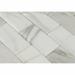 2 X 4 Calacatta Gold Marble Honed & Beveled Brick Mosaic Tile-Marble Mosaic-American Tile Depot