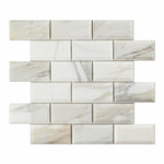 2 X 4 Calacatta Gold Marble Honed & Beveled Brick Mosaic Tile-Marble Mosaic-American Tile Depot