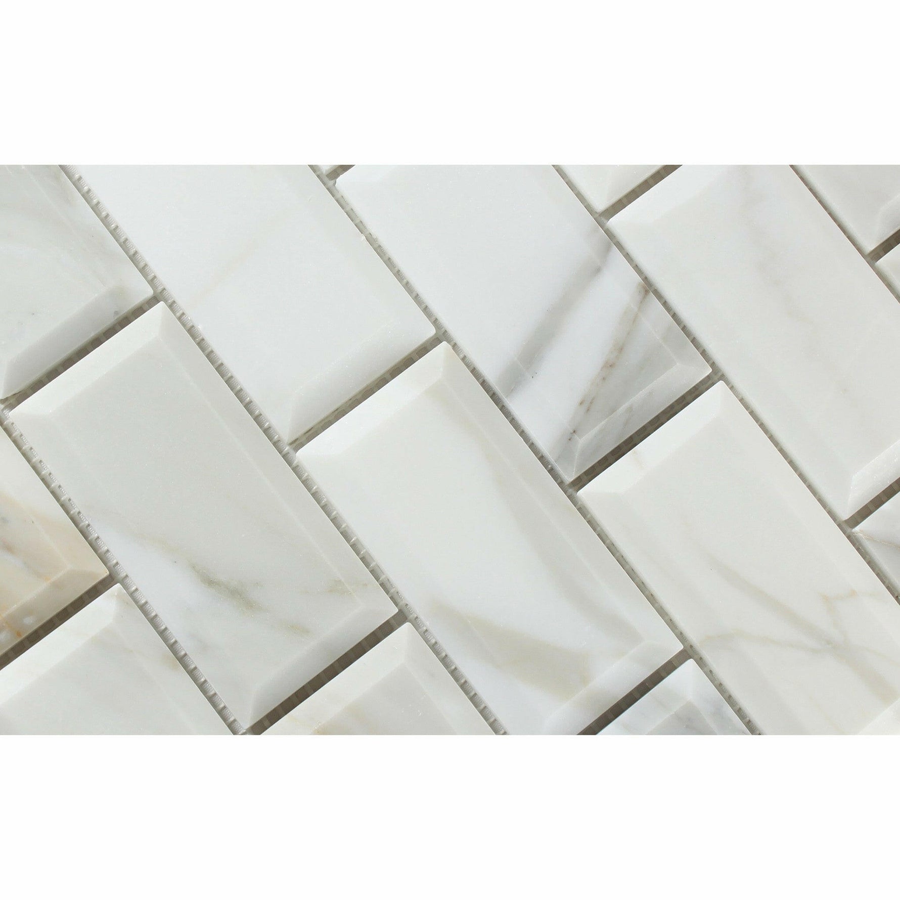 2 X 4 Calacatta Gold Marble Polished & Beveled Brick Mosaic Tile-Marble Mosaic-American Tile Depot