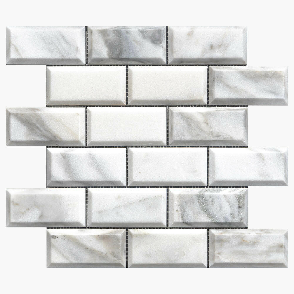 2 X 4 Calacatta Oliva Marble Polished & Beveled Brick Mosaic Tile-Marble Mosaic-American Tile Depot