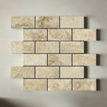 2 X 4 Cappuccino Marble Polished & Beveled Brick Mosaic Tile-Marble Mosaic-American Tile Depot