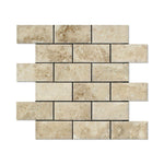 2 X 4 Cappuccino Marble Polished & Beveled Brick Mosaic Tile-Marble Mosaic-American Tile Depot