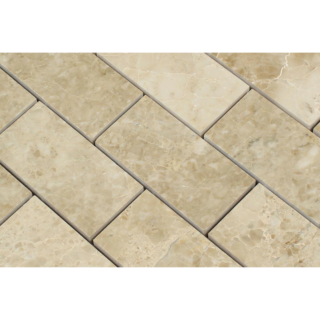 2 X 4 Cappuccino Marble Polished Brick Mosaic Tile-Marble Mosaic-American Tile Depot