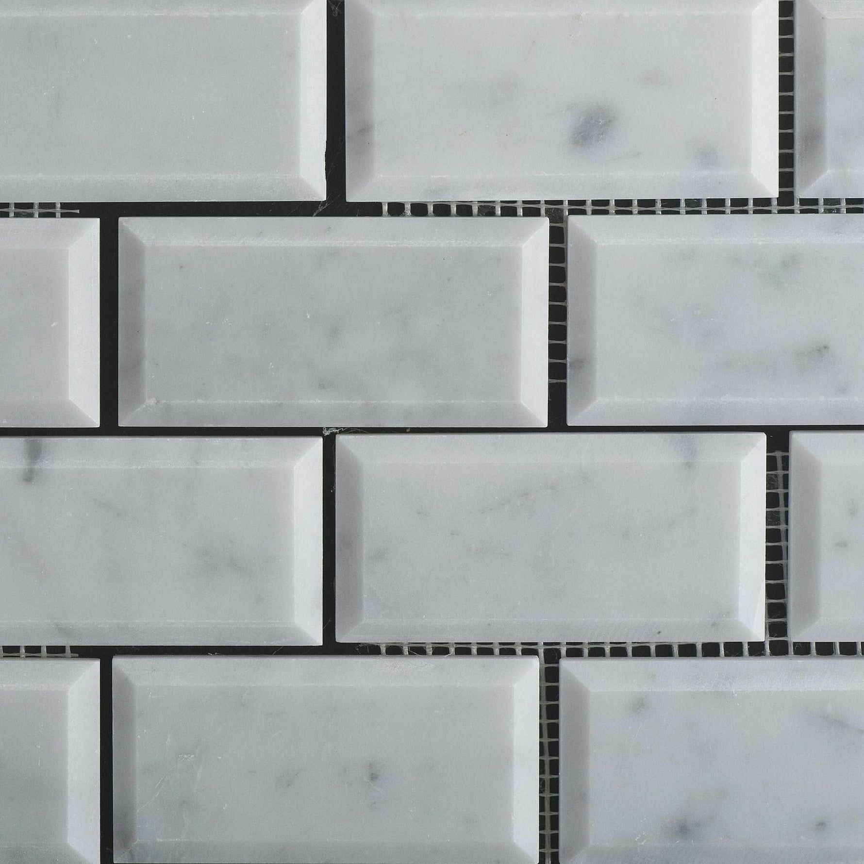 2 X 4 Carrara White Marble Honed & Beveled Brick Mosaic Tile-Marble Mosaic-American Tile Depot