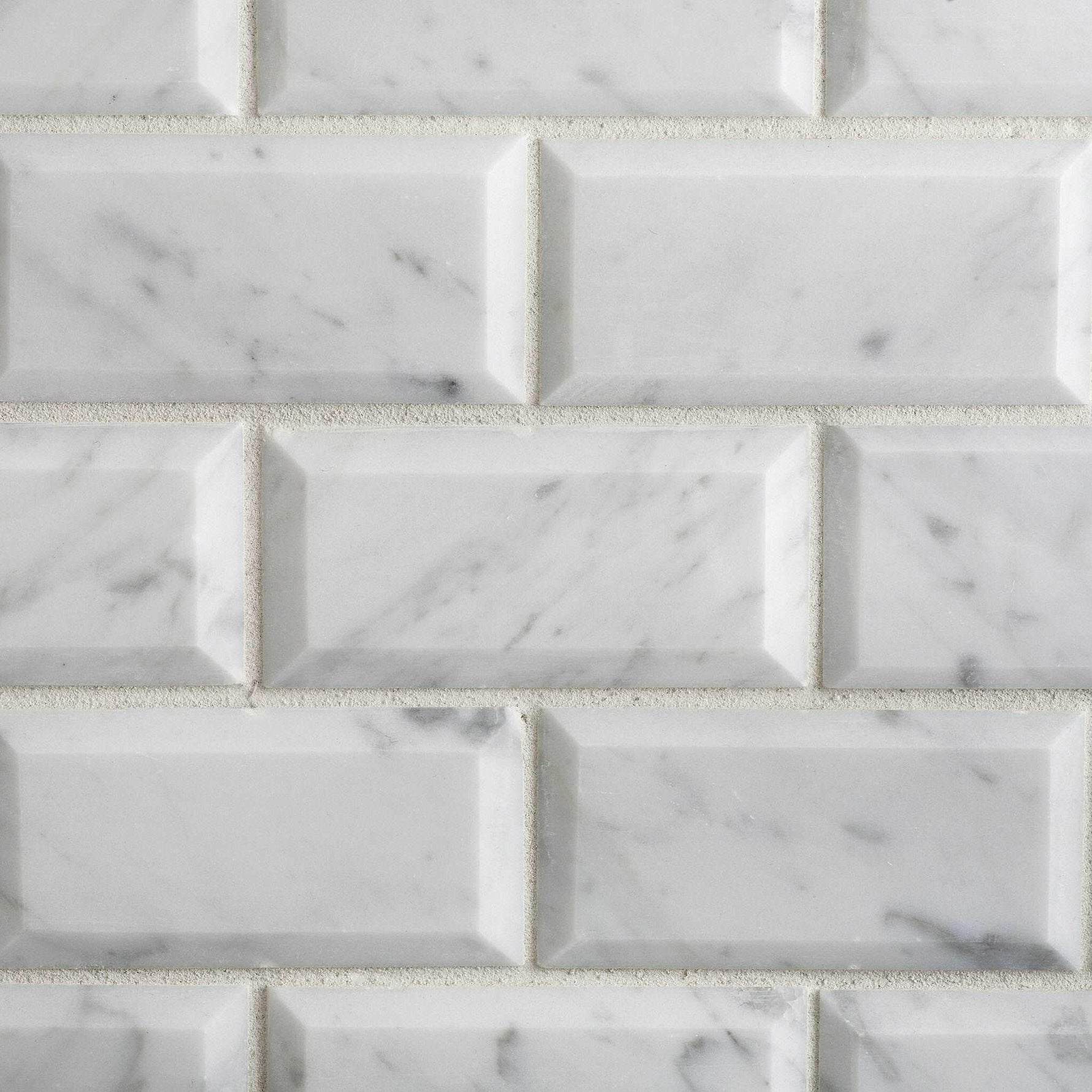 2 X 4 Carrara White Marble Honed & Beveled Brick Mosaic Tile-Marble Mosaic-American Tile Depot