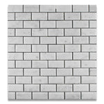 2 X 4 Carrara White Marble Honed & Beveled Brick Mosaic Tile-Marble Mosaic-American Tile Depot