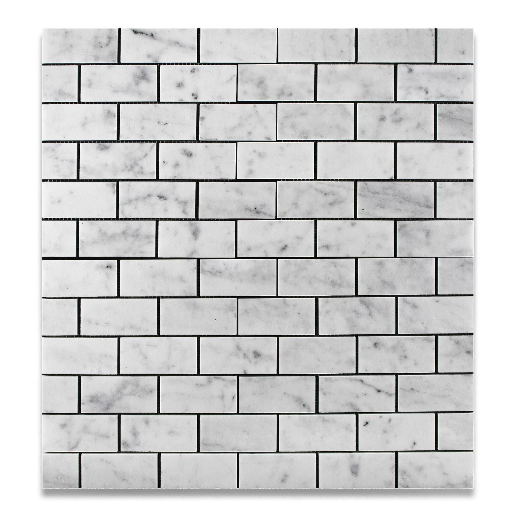 2 X 4 Carrara White Marble Honed Brick Mosaic Tile-Marble Mosaic-American Tile Depot