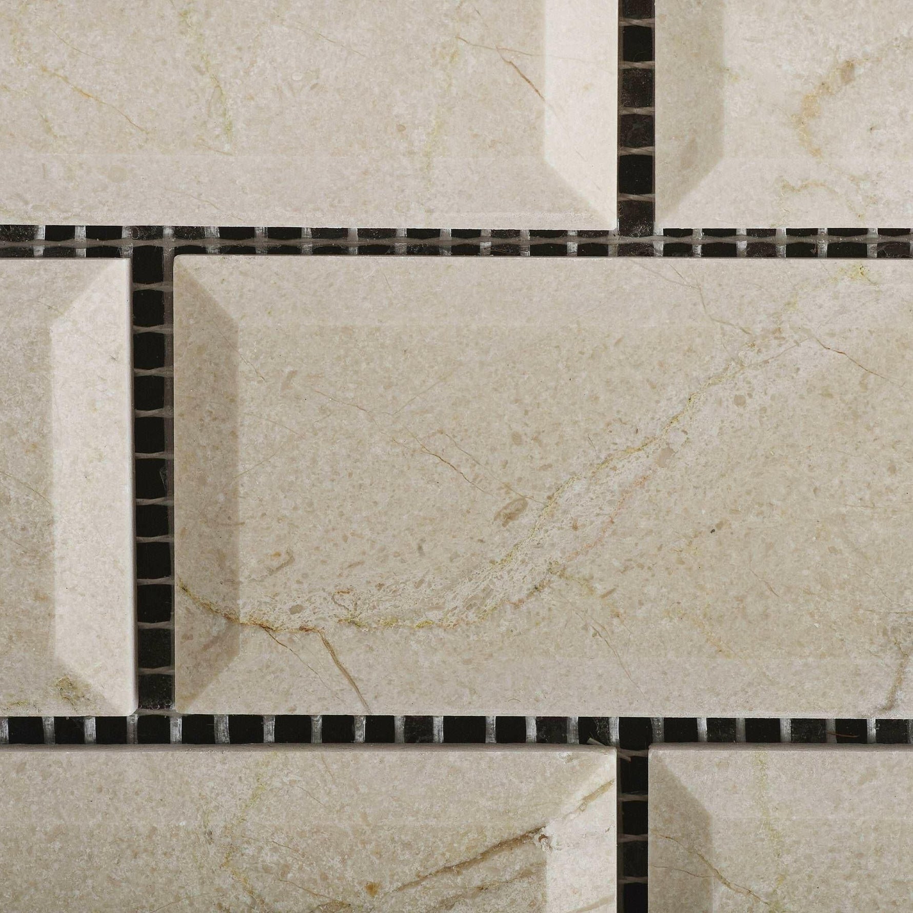 2 X 4 Crema Marfil Marble Honed & Beveled Brick Mosaic Tile-Marble Mosaic-American Tile Depot