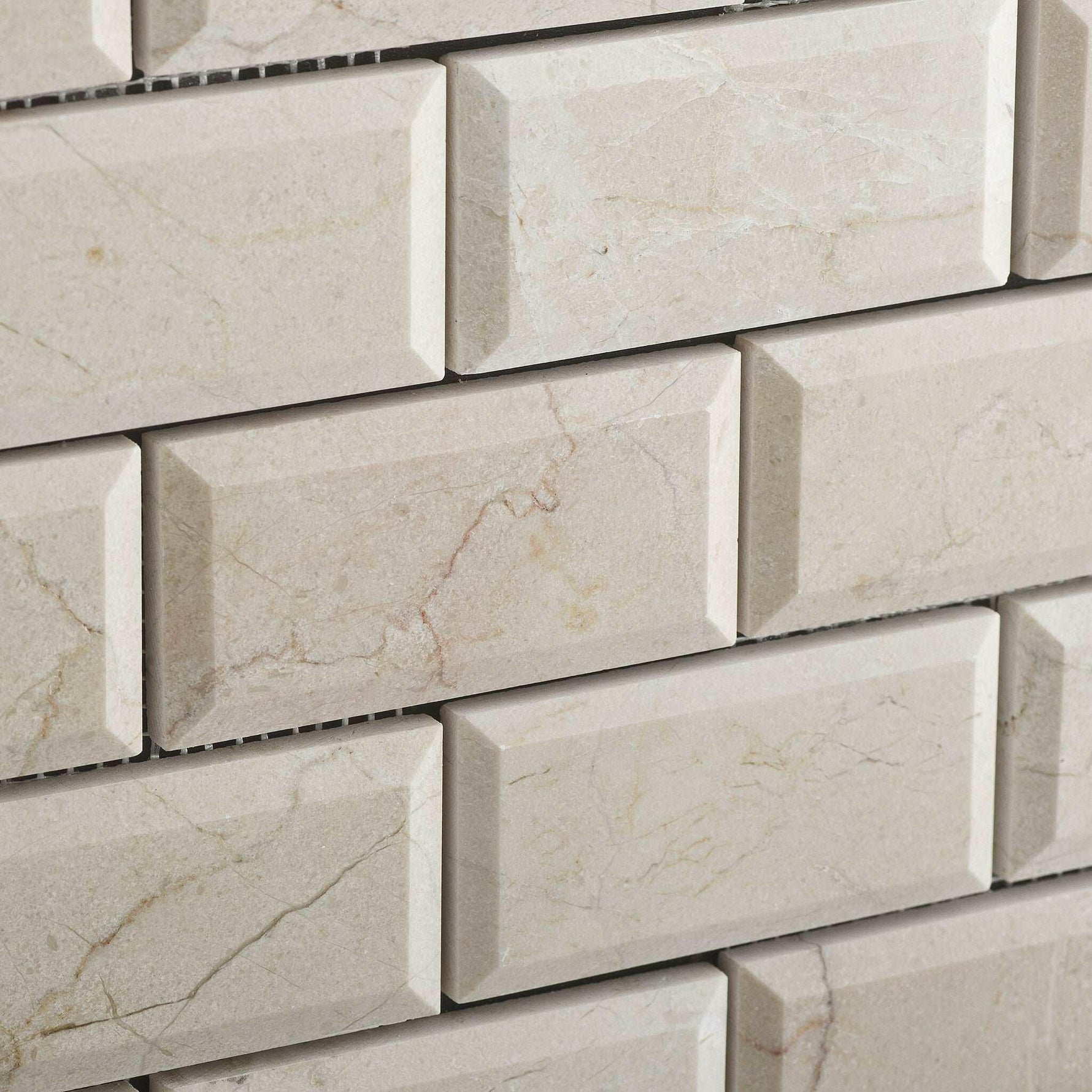 2 X 4 Crema Marfil Marble Honed & Beveled Brick Mosaic Tile-Marble Mosaic-American Tile Depot