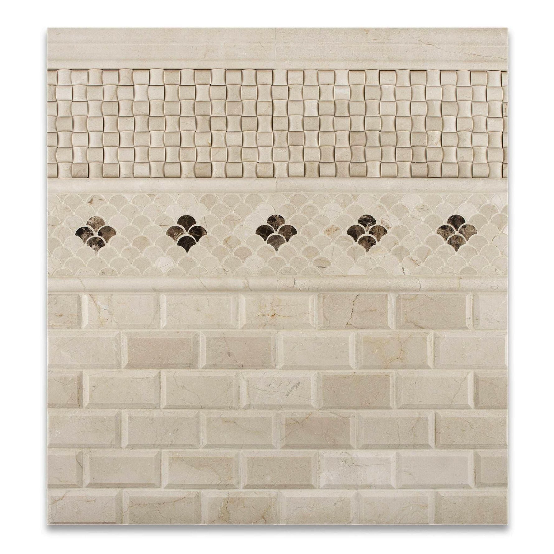 2 X 4 Crema Marfil Marble Honed & Beveled Brick Mosaic Tile-Marble Mosaic-American Tile Depot