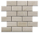 2 X 4 Crema Marfil Marble Honed & Beveled Brick Mosaic Tile-Marble Mosaic-American Tile Depot