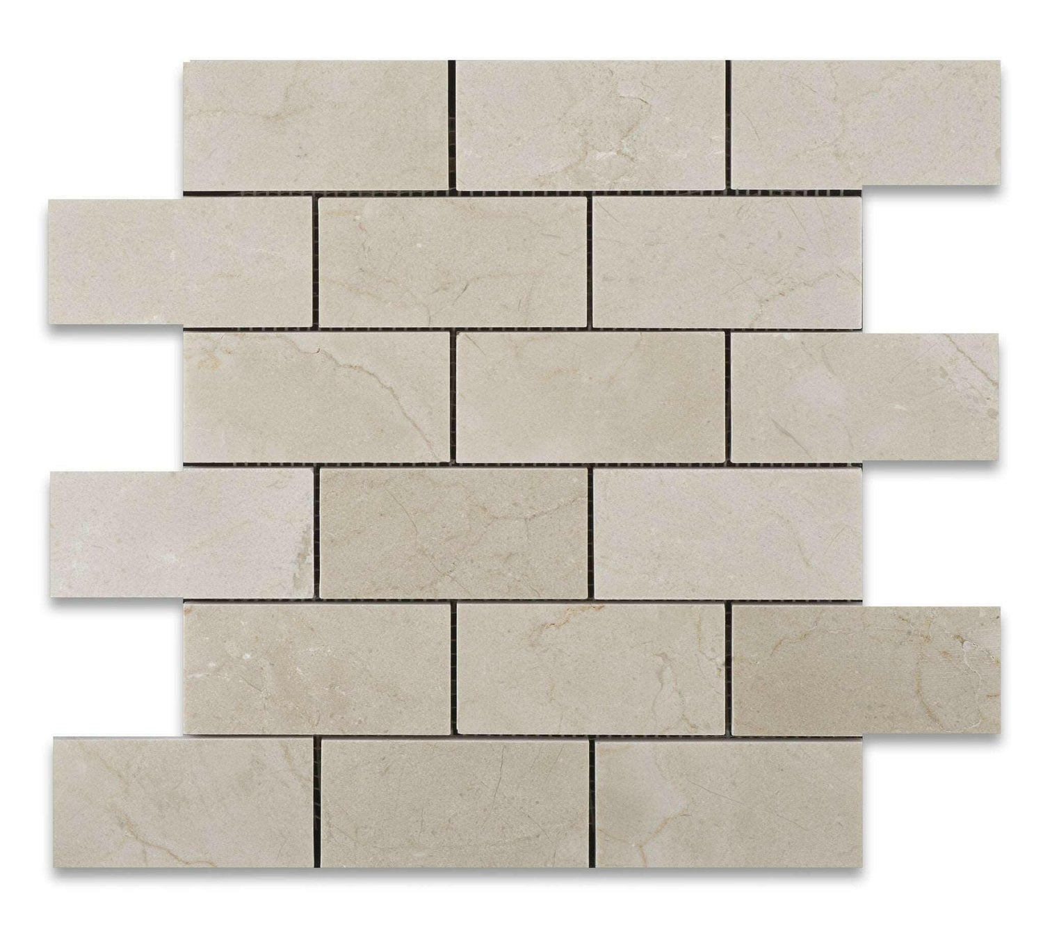 2 X 4 Crema Marfil Marble Honed Brick Mosaic Tile-Marble Mosaic-American Tile Depot