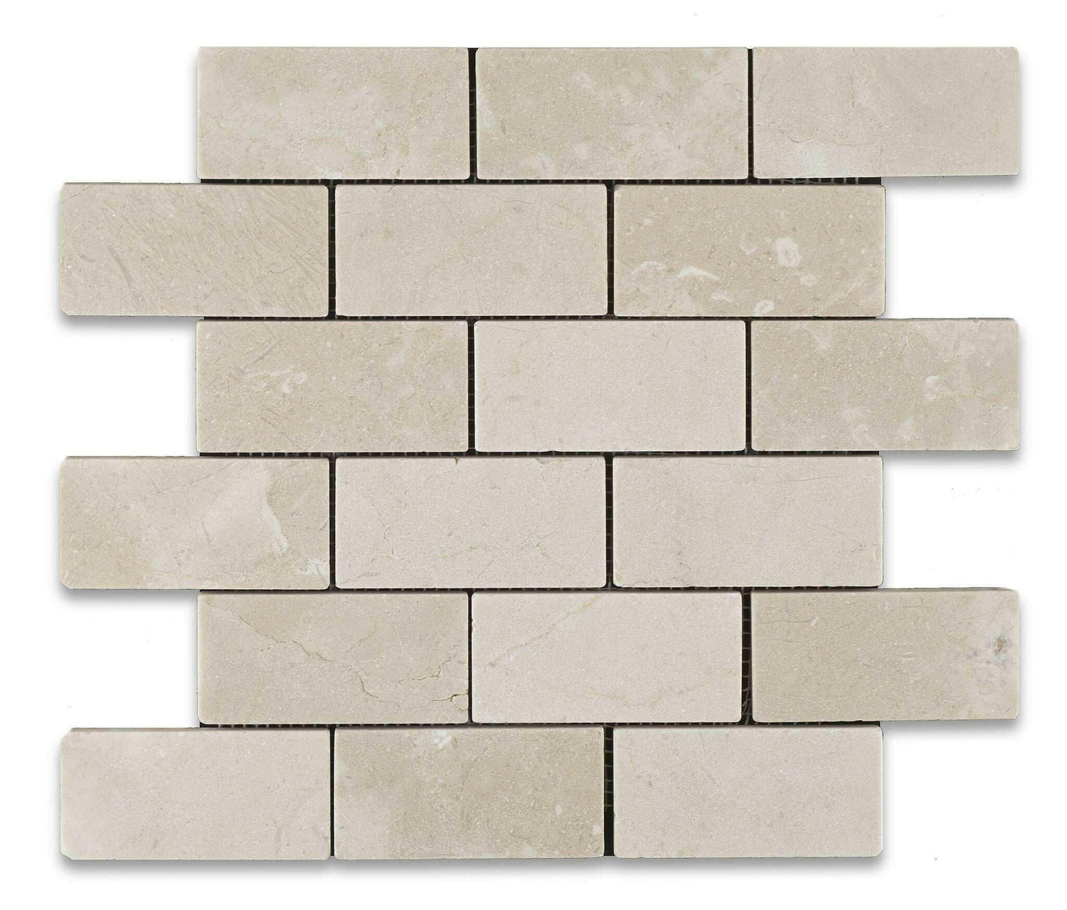 2 X 4 Crema Marfil Marble Tumbled Brick Mosaic Tile-Marble Mosaic-American Tile Depot