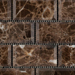 2 X 4 Emperador Dark Marble Polished & Beveled Brick Mosaic Tile-Marble Mosaic-American Tile Depot