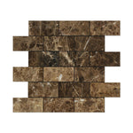 2 X 4 Emperador Dark Marble Polished Brick Mosaic Tile-Marble Mosaic-American Tile Depot