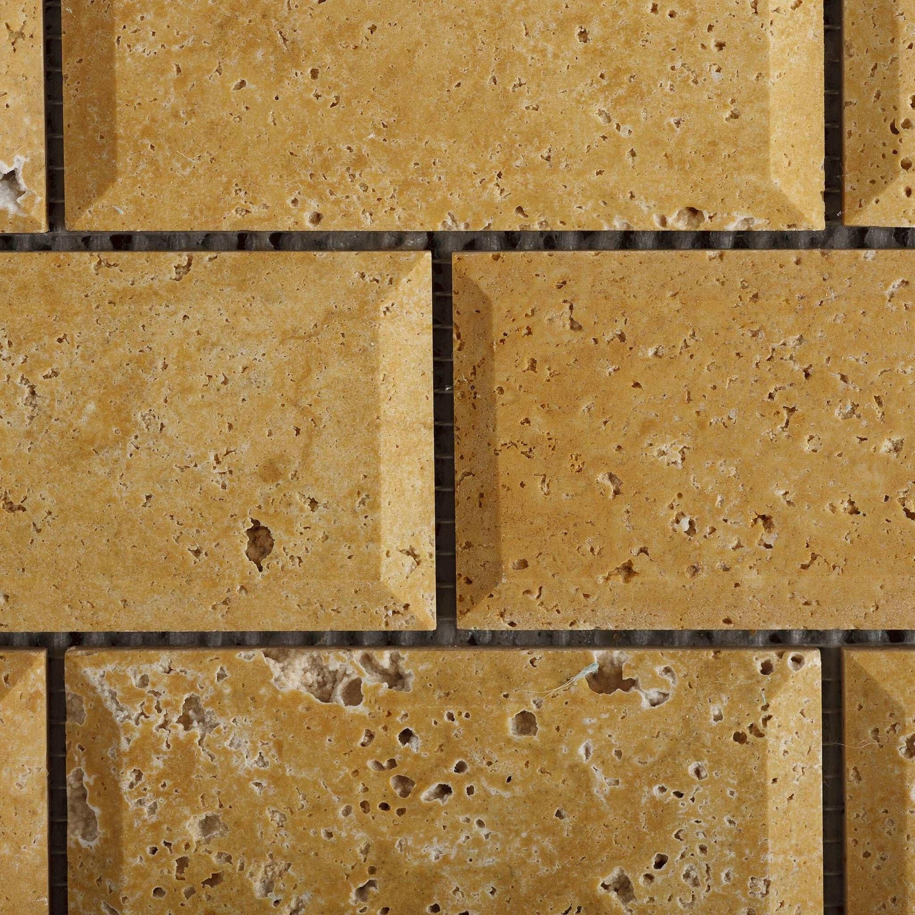 2 X 4 Gold / Yellow Travertine Honed & Beveled Brick Mosaic-Travertine Mosaic-American Tile Depot