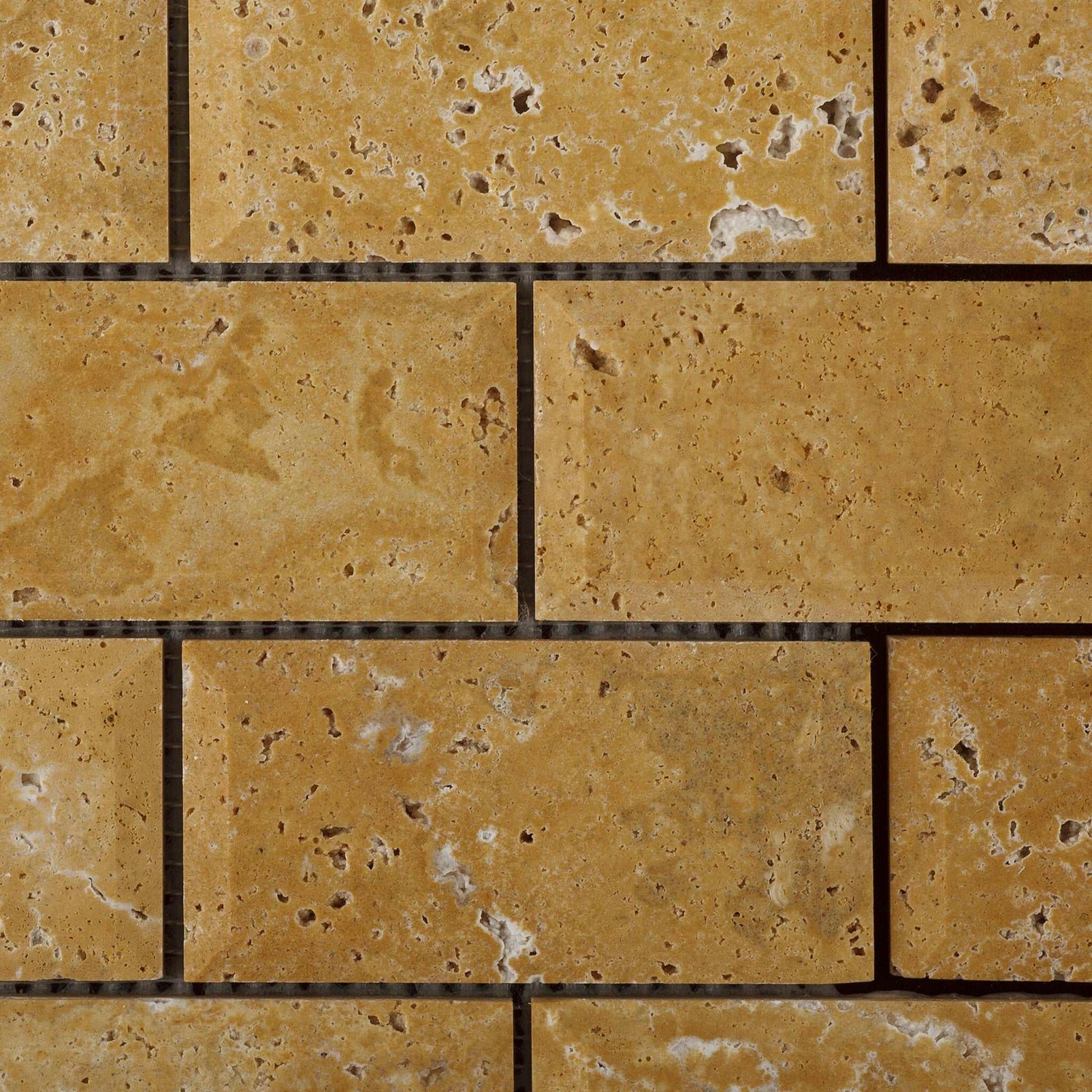 2 X 4 Gold / Yellow Travertine Honed & Beveled Brick Mosaic-Travertine Mosaic-American Tile Depot