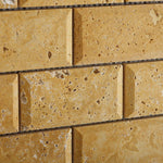 2 X 4 Gold / Yellow Travertine Honed & Beveled Brick Mosaic-Travertine Mosaic-American Tile Depot