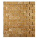 2 X 4 Gold / Yellow Travertine Honed & Beveled Brick Mosaic-Travertine Mosaic-American Tile Depot