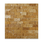 2 X 4 Gold / Yellow Travertine Split-Faced Brick Mosaic Tile-Travertine Mosaic-American Tile Depot